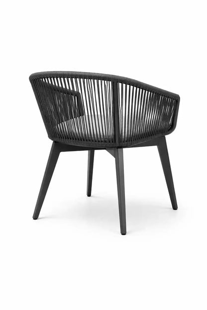 Black wicker chair on a white background