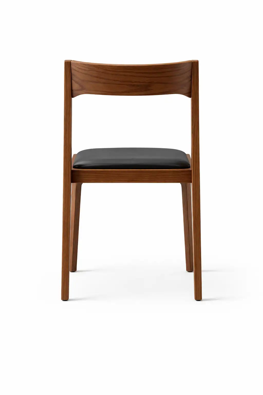 Wooden chair with black seat on a white background