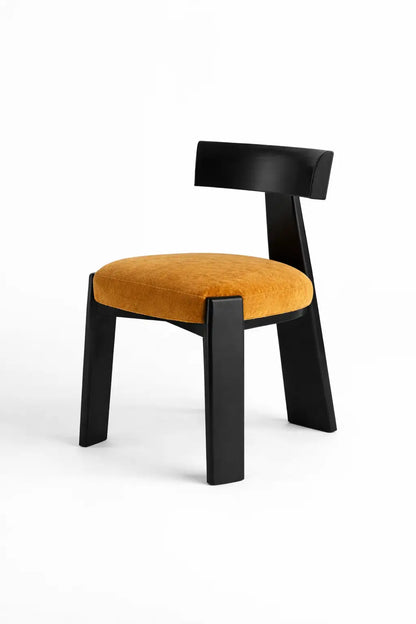 modern dining chair UK black wood and upholstered seat in contemporary home interior
