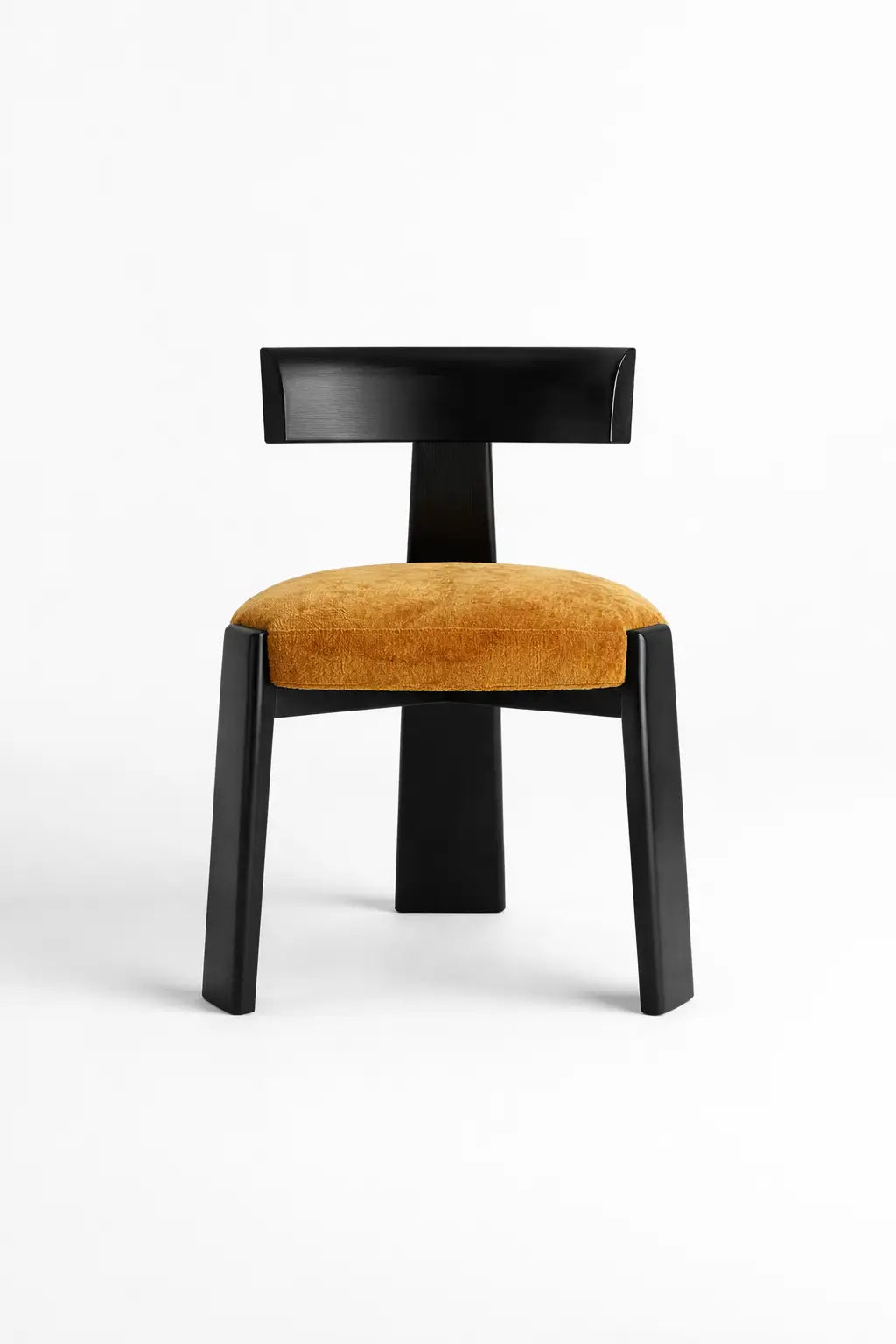 mid century dining chair UK styled in modern UK living room with natural light and neutral decor