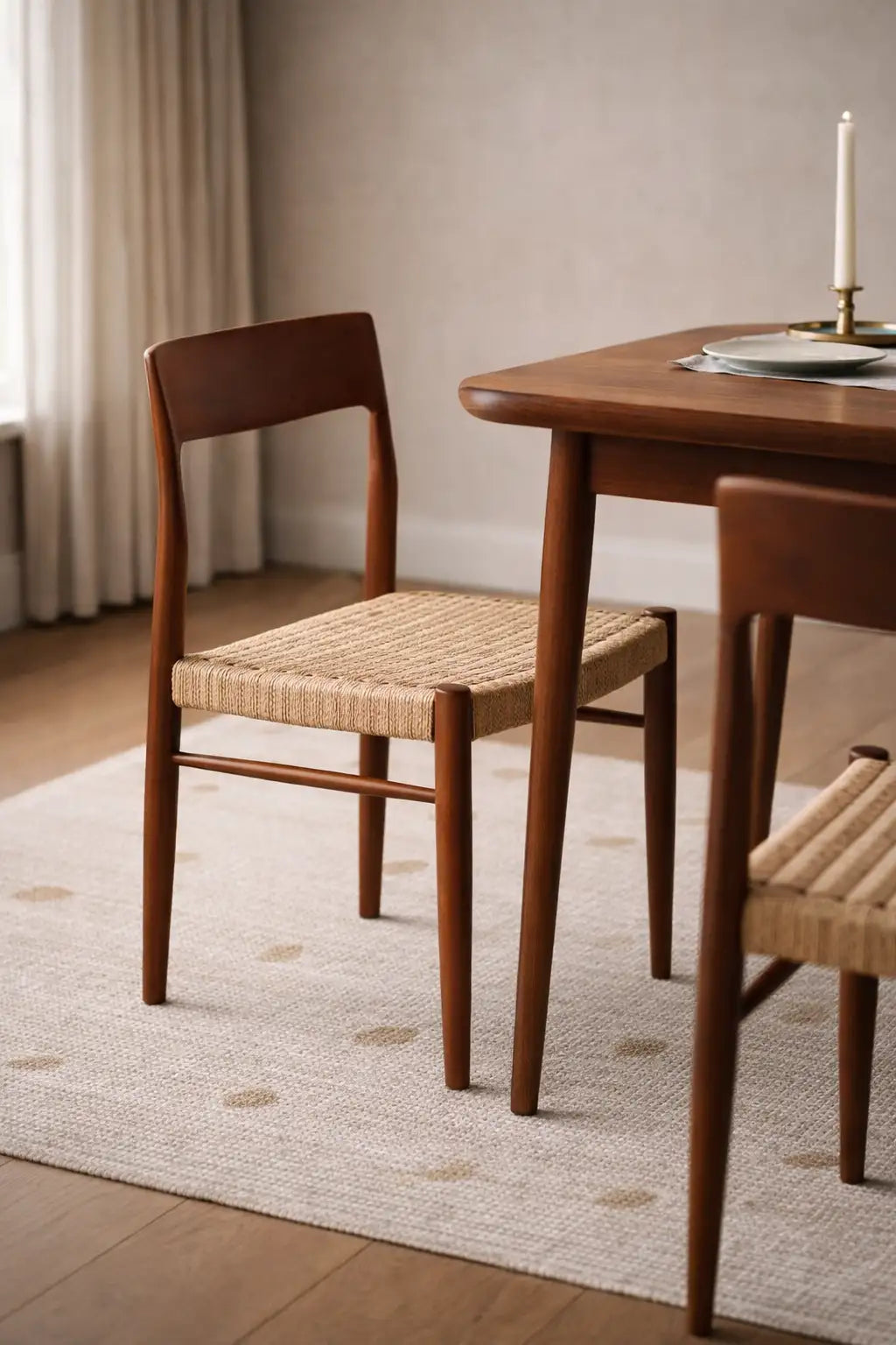 mid century modern upholstered dining chair UK black wood frame mustard velvet seat