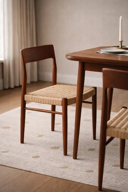 mid century modern upholstered dining chair UK black wood frame mustard velvet seat